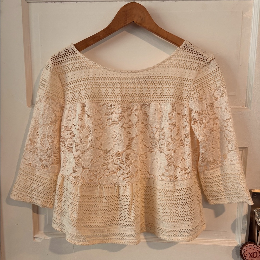 Anthropologie Meadow Rue Cream color lace top Size Small
